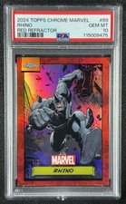 POP 1 RHINO PSA 10 2024 TOPPS CHROME MARVEL #69 RED REFRACTOR 3/5 picture