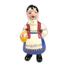 Vintage Brayton Laguna Pottery 7 inch Peasant Woman w/Baskets Figurine picture