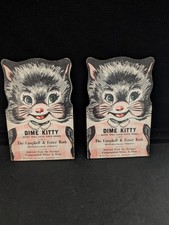 Vtg 1954 Dime Kitty Booklet Bank Set Of 2 W/ Dimes picture
