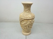 Norleans Hand Carved Signed Vase Vintage Heavyweight Decorative Piece picture