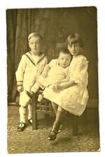 Vintage RPPC Photo Postcard Studio Portrait Three Children Divided Back Unposted picture