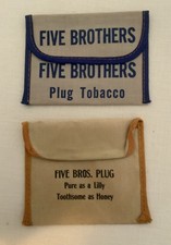 Vintage FIVE BROTHERS Plug Tobacco Pocket Size Pouches~2 Rare picture