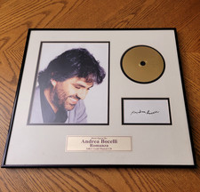 Andrea Bocelli Hand Signed Card + Romanza 24K gold Plated CD - Fast Ship picture