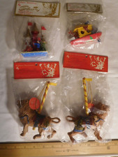 4 Vintage Taiwan Silvestri Christmas Ornaments New in Package ~ Lions,Castle,Ark picture