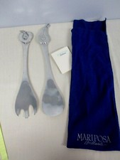 1992 MARIPOSA BRILLANTE ALUMINUM SALAD SERVERS with FRUIT ~ APPLE & PEAR picture