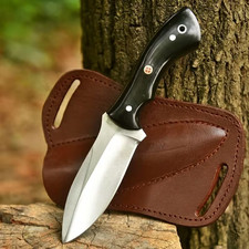 Hunting Knife 1075 Carbon Steel Micarta Handle Full Tang Fixed Blade with Sheath picture
