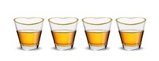 Heart Shaped Shot Glasses with Gold Rim 4 Pack, Clear Heart Shot Glass Set, 2oz picture