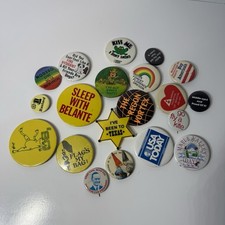 Vintage Pinback Button Mixed Lot Political Advertising Novelty Travel Pins picture