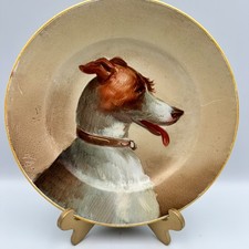 Antique Creil Montereau Terre de Fer Hand Painted Dog Plate France 19th C picture