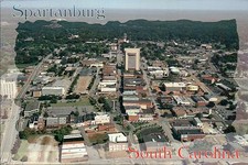 Spartanburg South Carolina, Aerial View of Downtown Buildings etc. --- Postcard picture