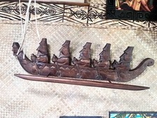 New 5’ Easter Island Moai Style Canoe / Towel Holder Tiki bar Decor Oceanic picture