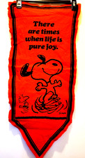 Vintage Peanuts Snoopy Woodstock Orange Felt Banner Pennant 1965 - 32