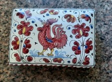 Vintage Italian Majolica Cigarette Box,card Holder Tri nket Box picture
