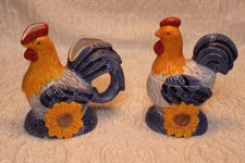 Country Rooster creamer and sugar bowl set AVON 5.5