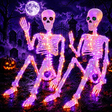 **2-Pack Halloween Skeleton Decorations with Orange & Purple Lights** picture