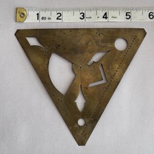 Vtg 1879 Brass Drawing Drafting Draftsman Tool Protractor Ruler Shapes Template picture