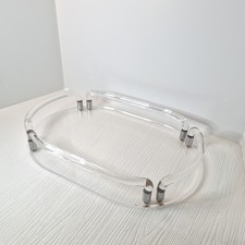 Vtg 1970's Dorothy Thorpe Mid-Century Modern Oval Lucite Acrylic Chrome Tray  picture