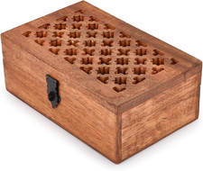 Mango Wood Decorative Wooden Box with Hinged Lid Wooden Storage Box, Decorative picture