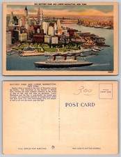 Battery Park Lower Manhattan New York City Ship Postcard picture