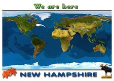 postcard Continental We are Here Global Map New Hampshire A4674 picture
