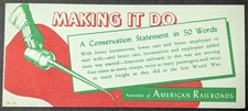 ***VINTAGE WWII ERA MAKING IT DO CONSERVATION RAILROAD BLOTTER***UNUSED picture