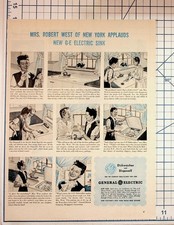 1940s GE Electric Sink Dishwasher Disposall Ad Mrs. Robert West New York War picture