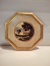 Victorian Florentine Gold Gilted Plaque Italian octagon wall art Vintage 8152/B picture