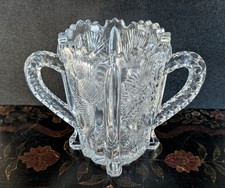Vtg Celery Vase Paneled Thistle Repro Higbee Glass Clear EAPG picture