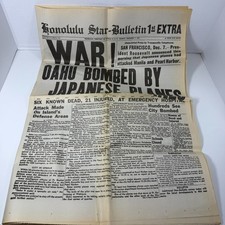 Honolulu Star-Bulletin Dec 7 1941 WW2 Newspaper Pearl Harbor Attack 1st Extra picture