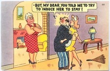 Linen Risque WIFE CATCHES HUSBAND HUGGING THE MAID COMIC picture