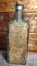 🔥 Antique Sanford’s Ginger Glasd Bottle Boston 1906 Paper Label- Empty HTF picture