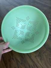 Tupperware Vintage Green Colander 9inch Strainer Bowl picture