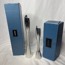 Vtg Nambe 2000 Spiral Candlestick Holders 9” #6202 11.5” #6203 Set Of 2 W/box picture