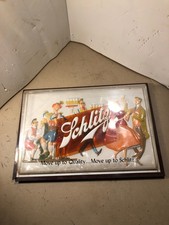 Vintage Schlitz beer sign, move up to quality, Plastic 1957 Milwaukee, Wis. picture