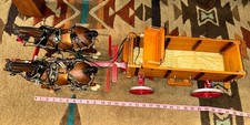 Vintage Toy Model Hay Wagon with Breyer Horse Team and Harness 28” picture