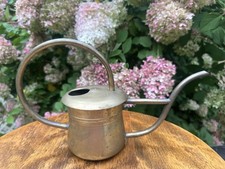 Vintage Mid-Century Modern Brass Watering Can – Large Hoop Handle Long Spout picture