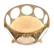 Large 24K Gold Plated Ormolu & Beveled Glass Jewelry Display Casket  Stylebuilt picture
