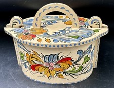 VTG Norwegian Rosemaling Bentwood Tine Box Scandinavian Folk Art picture