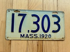 1920 Massachusetts License Plate picture