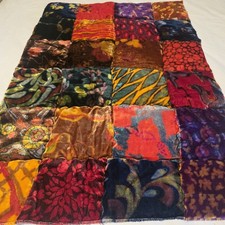21 × 30 Vintage 1970s Velvet Quilted Blocks Piece Of Bedspread Sample So Pretty  picture