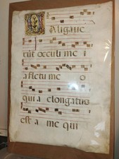 1500s Illuminated Medieval Manuscript Leaf Gregorian Chant on Vellum Antiphonal picture