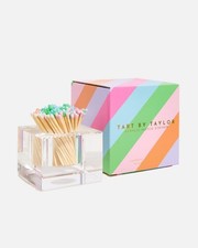 🟪 Tart by Taylor Square Acrylic Match Striker Holder  w/ Confetti Matches NIB picture