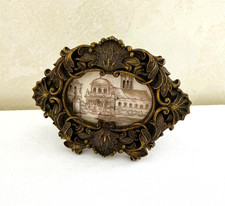 Vintage Small Baroque Style Ornate Oval Picture Frame Antiqued Gold 2