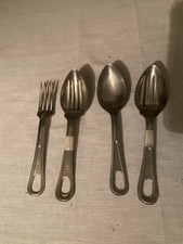 Vintage US Military Mess Kit Utensils Lot 6 Stainless Steel Fork Spoon  picture