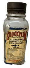 Vintage Abbott Laboratories Glass Medicine Bottle w/ Label & Metal Lid SODOXYLIN picture