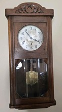 Antique Gustav Becker Wall Clock Art Deco German Regulator 1930s OAK WORKING picture