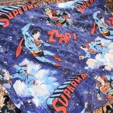 Vtg 1978 Bibb Superman Twin Fitted Bed Sheet DC Comics Super Hero Kid Bedroom picture