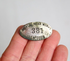 Vintage Muncie Indiana Gear Works Factory metal Employee Badge Shirt Hat Pinback picture