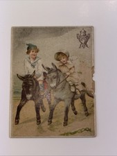 N1 DILWORTH’S COFFEE Victorian Advertising Trade Card Kids Donkey picture