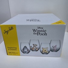 JoyJolt Disney Winnie The Pooh Exploring A Classic 4 Stemless Glasses 19 oz picture